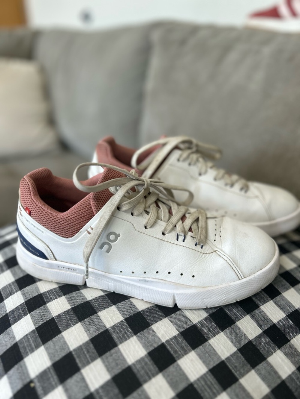 On Running Women’s White Athletic Sneakers with Pink Lining